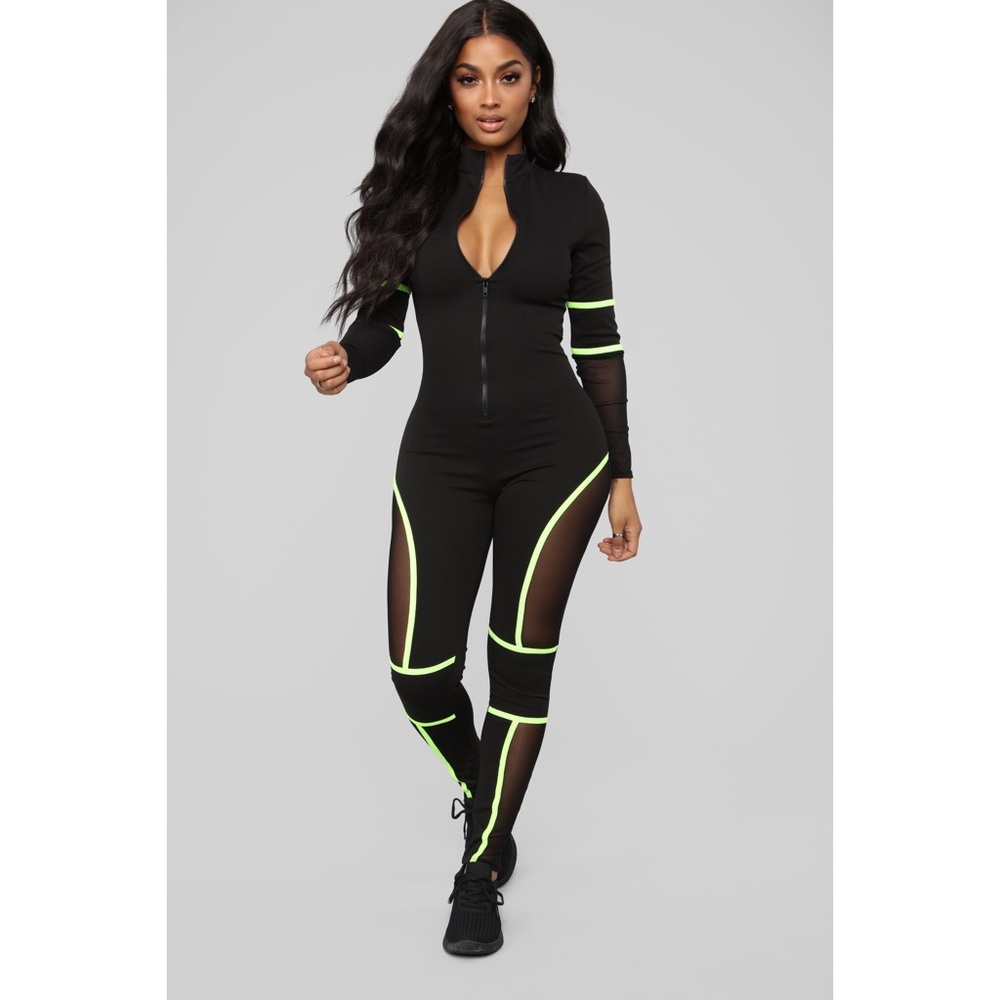 Women Black/Lime Jumpsuit